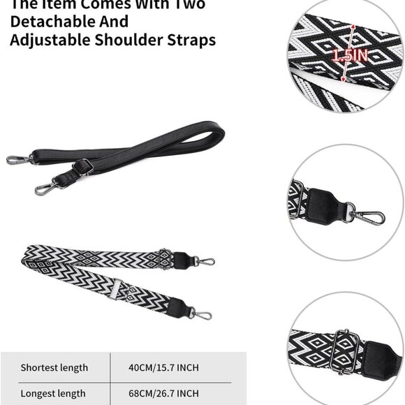 Crossbody Purses for Women Shoulder Bags with 2 Straps,Black - Picture 3 of 6